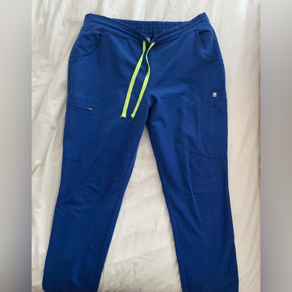 Gently Worn Electric Blue Straight Leg Figs Scrub Pants